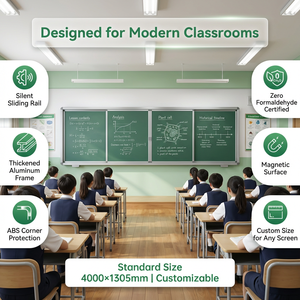 <span class=keywords><strong>Grand</strong></span> <span class=keywords><strong>tableau</strong></span> noir vert coulissant magnétique pour l'école, la salle de classe, l'enseignement, avec cadre en aluminium, taille personnalisée, écologique - Product Image 2