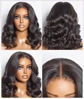 Perruques courtes sans colle en cheveux humains vietnamiens bruts, styles Body Wave, Deep Wave et lisses, avec closure en dentelle 5x5, pour femmes noires