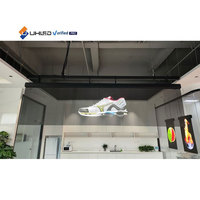 Écran LED transparent flexible P3.9 pour ascenseur, avec animation holographique couleur intégrale sur verre de fenêtre, et driver LED intégré à économie d'énergie