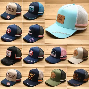 Vintage 6 Panel Poly/Katoenen Mesh Plastic Snap Back Sluiting Richardson 112 Caps Custom Trucker Hoed Voor Vrouw Man