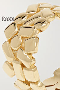 RAKOL RP2211 High Quality Gold Plated Brass Hollow Geometric Round Square Patchwork <b>Ring</b> - Product Image 2