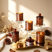 Bougies parfumées artisanales en cire de soja naturelle dans un bocal en verre ambré à motifs vintage, décoration de maison pour les fêtes et Pâques, boîtes cadeaux