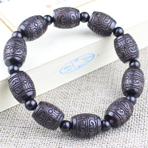 สร้อยข้อมือลูกปัดไม้มะเกลือแกะสลักลายเมฆมงคล ขนาด 12x15 มม. เครื่องประดับทางศาสนาสำหรับทุกเพศ ของสะสม สายเดี่ยว ผลิตที่หางโจว - Product Image 1