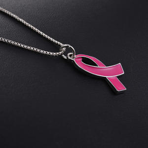 Moda creativa plata Aleación de Zinc Metal joyería Cinta Roja cáncer de mama mujeres conciencia colgante collar - Product Image 5