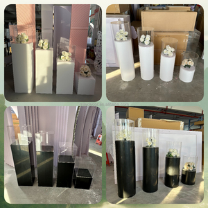 4 pcs trắng đen vuông xi lanh bệ đứng bánh tráng miệng plinth Acrylic plinths hiển thị đứng thiết lập cho sự kiện đám cưới - Product Image 3