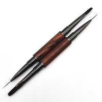 Pinceau professionnel double-embout pour ongles, manche en bois, outil double face pour liner et peinture, pour manucure au gel acrylique, fournitures de salon