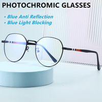 Lentille photochromique coupe bleue acetato ronde métallique lunette photogray anti-reflet anti uv400 optique bluelight lunettes d'ordinateur