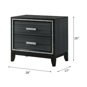 DB Haiden Antique Minamlist patiné finition noire panneau de table de chevet Style bois assemblé meubles de chambre à coucher pour un usage domestique - Product Image 5