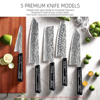 Couteau Santoku Amber de 7 pouces, acier Damas M390, couteau japonais, manche en résine de fibre de carbone, outils de cuisine professionnels