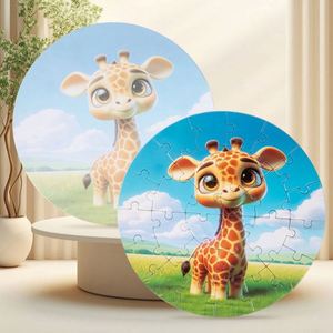 Boys Girls Birthday Christmas <b>Gift</b> Idea Toys Unique Round Shaped Magnetic Wooden Jigsaw Animal Puzzles - Product Image 6
