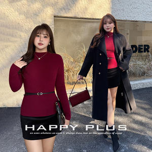 Suéter de Punto con Cuello Alto Happy Plus N9323, Talla Grande para Mujer, Otoño Invierno, Color Sólido, Forro Polar - Product Image 5