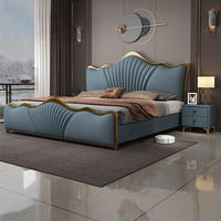 Lit en cuir italien de luxe léger, taille Queen/King, moderne, rembourré, gain de place, avec rangement, mobilier de chambre à coucher – Grande Vente