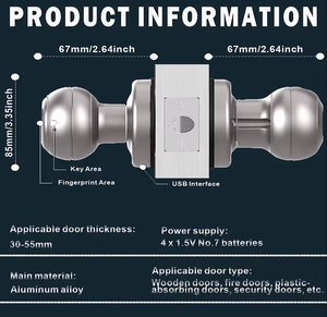 Smart <strong>Door</strong> <strong>Knob</strong>, Fingerprint <strong>Door</strong> Lock Smart Lock Biometric <strong>Door</strong> Lock Fingerprint <strong>Door</strong> <strong>Knob</strong> with App Control, Great for <strong>Bedrooms</strong> - Product Image 5