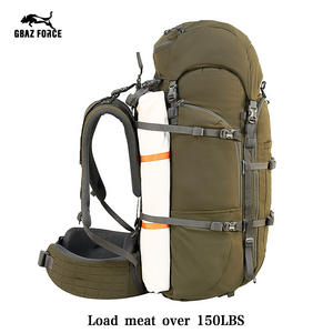 Sac à dos de chasse Gaf 65L en nylon avec bretelles réglables, cadre en fibre de carbone, pour sports de plein air, unisexe, vert Ranger - Product Image 3