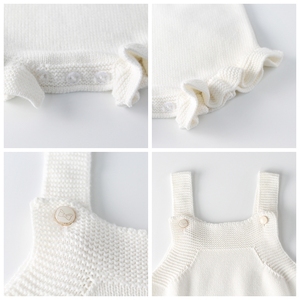 Mono de punto de camisola blanca para fiesta al aire libre para niños pequeños, suéter personalizado con volantes y correa de color sólido, gran oferta, otoño - Product Image 3