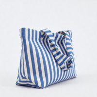 Sac en toile rayé surdimensionné avec logo personnalisé pour femmes Doublure en lin durable Fermeture ouverte pour les voyages d'été à la plage