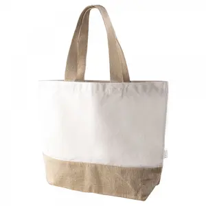 Bolsa de Compras de Algodón Reciclado y Yute, Merchandising Sostenible - Product Image 1