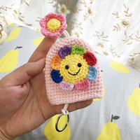 Sept couleurs tournesol motif porte-clés porte-monnaie tricoté à la main Crochet sac petites fleurs protection voiture jouet en peluche porte-clés jouets