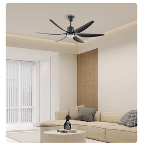 Lámpara de Techo Nórdica de Madera de 54 Pulgadas con 6 Aspas Rectas, Nueva, con LED, para Sala de Estar, Comedor Interior, con Ventilador - Product Image 1