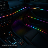 Kit de Luces Ambientales para Auto Trontech Dual Zone 10 en 1, CHASER RGB, Control de Doble Zona, Tira LED Cortable de 110 cm, Control por Aplicación, Sincronización con Música