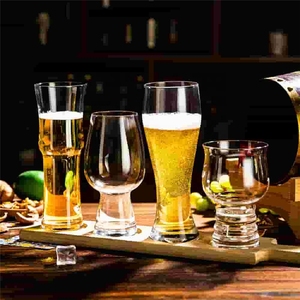 Assortiment de verres à vin pour bières artisanales, 6 à 10 pièces, en verre cristal moderne fait main, ensemble de dégustation de bière <span class=keywords><strong>IPA</strong></span> avec plateau de dégustation et support en bois - Product Image 4