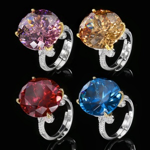 High Quality Vintage Jewelry Eco-friendly Copper Round Cut 18*20mm Red Corundum Zircon Vintage Large <b>Rings</b> Women for Gift - Product Image 4