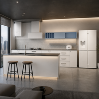 Îlot de cuisine et salle à manger intégrés de luxe moderne, mobilier sur mesure pour toute la maison, idéal pour la rénovation résidentielle et les projets immobiliers