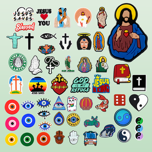 Venta al por mayor personalizado 2D DIY goma Zueco sandalia accesorios Jesús Virgen María zapato encantos <span class=keywords><strong>Gog</strong></span> bendita Biblia zapatos decoraciones para - Product Image 1