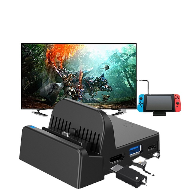 2021 Charging Dock Station Led Host Stand Connected TV Portable Mini HD Video Conversion Controller Charger for Nintendo Switch