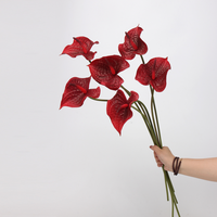 Fleur artificielle Anthurium Bourgogne grand format, aspect naturel et doux au toucher, pour décorations de maison, mariages et fêtes (vente en gros)