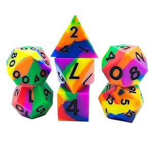 <span class=keywords><strong>Jeu</strong></span> de dés populaire en silicone DND 7 pièces en caoutchouc de silicone D & D Die pour donjons et dragons jeux de rôle et jeux de table - Product Image 1