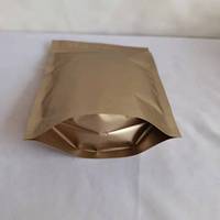 Bolsa de Embalaje Personalizable con Cierre de Cremallera, Laminada, Flexible, Resistente a la Humedad, Estructura PET/AL, Grado Alimenticio, Acabado Dorado Mate