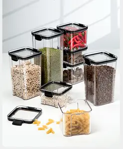 CY 2024 nhà bếp thực phẩm lưu trữ Canister Spaghetti Pet đường rõ ràng vuông Nhựa thực phẩm container Set