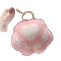Boutons de manchette en peluche patte de chat tendance quatre saisons pour sacs et voitures, charmant petit breloque patte de chaton
