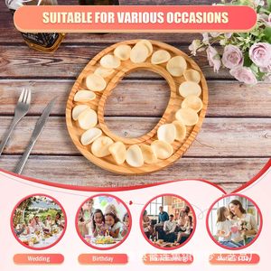 Bandeja de madera para cartas de amor, para servir aperitivos en bodas, plato decorativo para frutas, diseño de madera natural sin acabar - Product Image 4