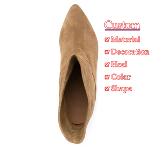 Produttore Custom Slip on camoscio su <span class=keywords><strong>stivaletti</strong></span> larghi <span class=keywords><strong>stivaletti</strong></span> neri <span class=keywords><strong>tacco</strong></span> basso comodi a punta larga larghezza Casual - Product Image 2