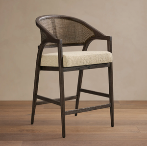Sillas de Bar de Tela de Alta Calidad para Muebles de <span class=keywords><strong>Cocina</strong></span> Modernos de Interior, <span class=keywords><strong>Taburete</strong></span> de <span class=keywords><strong>Madera</strong></span> con Respaldo de Mimbre - Product Image 3
