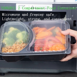 40oz nhiệm vụ nặng nề 2 ngăn takeout <span class=keywords><strong>container</strong></span> bữa ăn lưu trữ nhựa bao bì thực phẩm hộp với rõ ràng bao gồm - Product Image 2