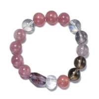 Bracelets en quartz rose de Madagascar faits à la main, énergie curative, porte-bonheur, argent, bracelets spirituels pour femmes