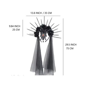 Corona de Flores Oscura para Novia, Adorno para el Cabello de Plástico Personalizable, para Fiestas Temáticas, Juegos de Rol, Estilo Gótico - Product Image 6