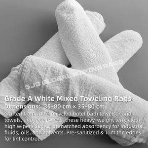 Trapos de Algodón Blanco Mixto, Trapos de Toalla Blancos, Trapos Industriales para Limpieza, Trapos 100% Algodón para Limpieza - Product Image 2