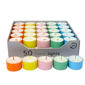 Commercio all'ingrosso da 18 confezioni da 50-confezione con candela Tealight cassa in plastica da tè e candele profumate