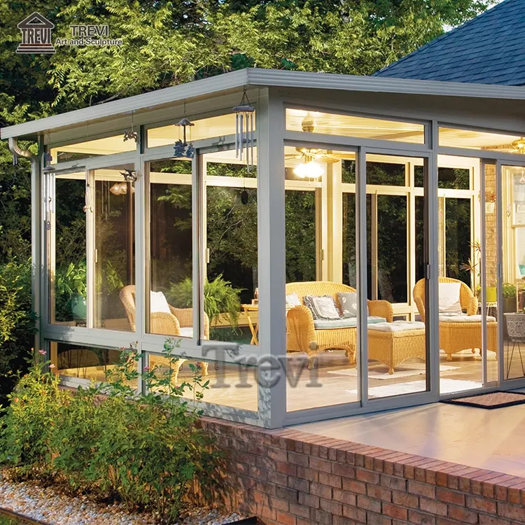 Portable Winter All Season Garden Conservatory Free Standing Aluminio Sunroom Kit Casas de vidrio a la venta