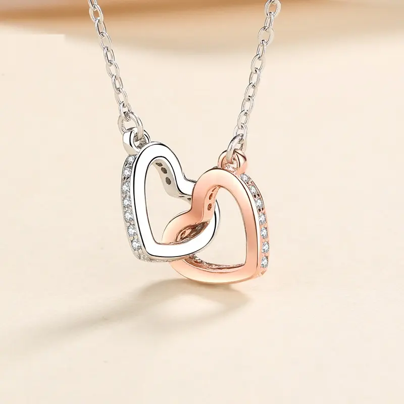 Fabricant en gros mode S925 collier coeur en argent cadeau de la Saint-Valentin bijoux en argent sterling 925 collier coeur