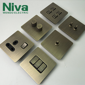 Niva retro kim loại đôi dimmers Ánh Sáng Thiết bị chuyển mạch thép không gỉ Bảng điều chỉnh tường chuyển đổi điện nhà ổ cắm - Product Image 6