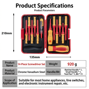 Electrician 13Pcs Insulated Ratcheting <b>Screwdriver</b> Set Crv Cross Phillips Bit Industrial Grade Plastic Handle Anti-Slip Texture - Product Image 4