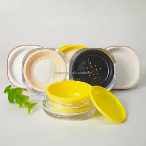 Caixa de embalagem plástica personalizada para pó facial com peneira de várias cores para estojo de pó cosmético solto