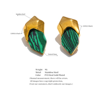JINYOU 466 316L Acier Inoxydable Malachite Pierre Géométrique Vert Boucles D'oreilles Haute Qualité Doré Bijoux De Mode Accessoires