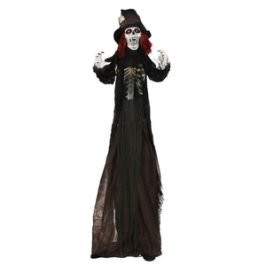Decorazione di Halloween: Figura di Scheletro con Cappello e Capelli Rossi per Decorazioni per Feste di Halloween - Product Image 1