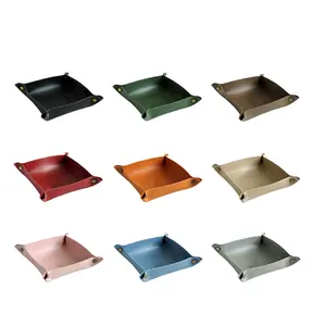 Ready Stock PU Leather Decorative Custom Dice Shower Tray Folding Coin Key Tray